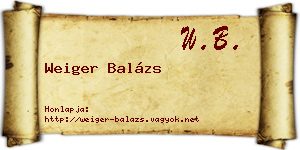 Weiger Balázs névjegykártya